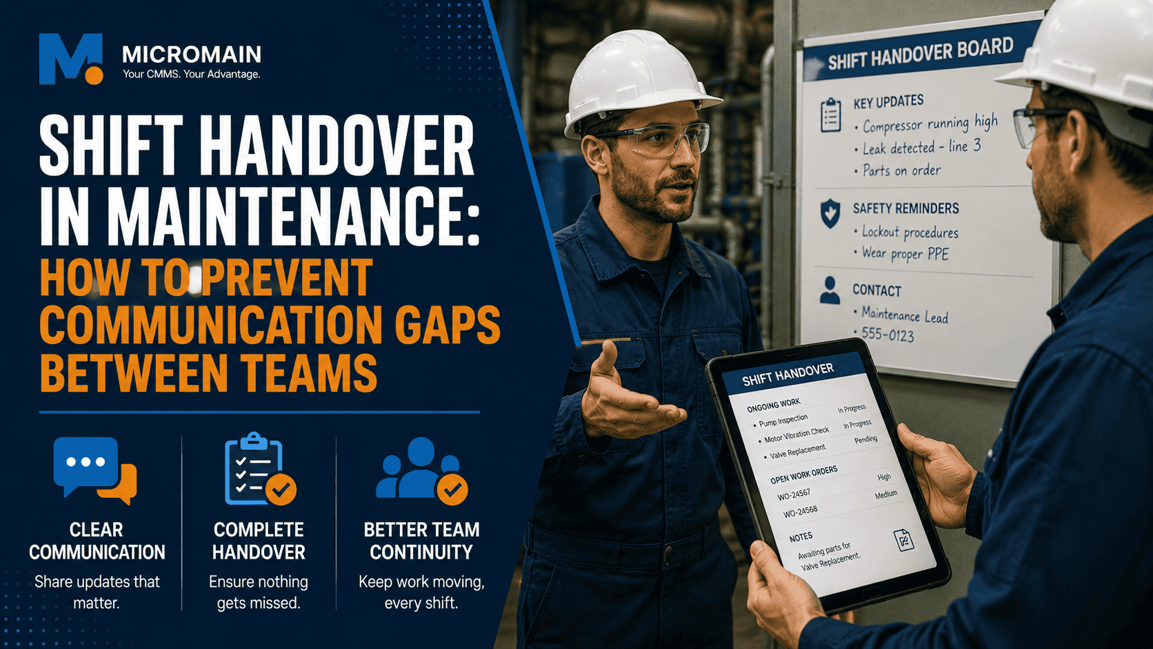 Shift handover in maintenance