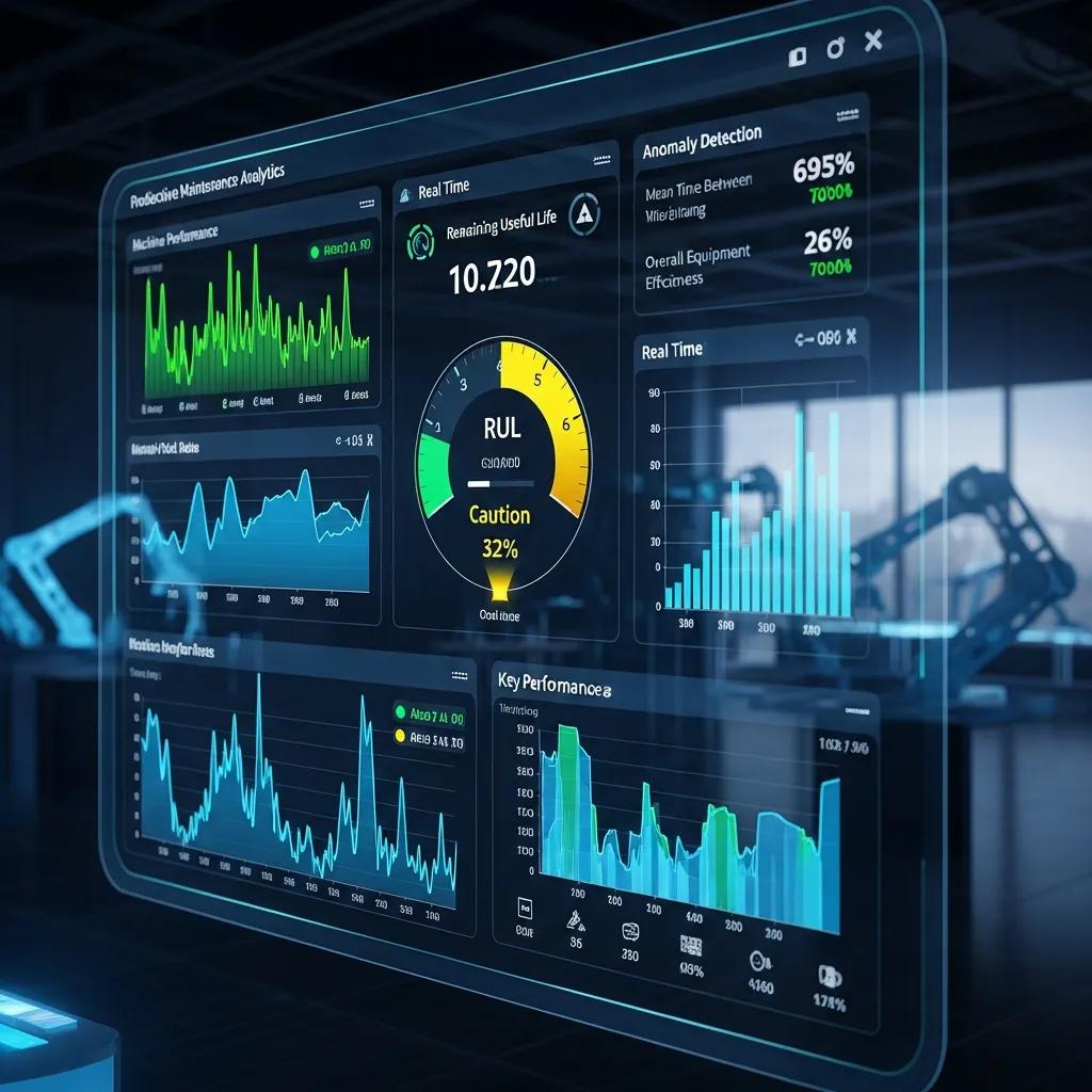 Digital dashboard showcasing predictive maintenance analytics in a smart manufacturing environment